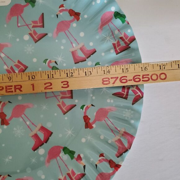 New Sigrid Olsen Melamine Platter Appetizer Serving Blue Pink Flamingo Christmas - Picture 11 of 12